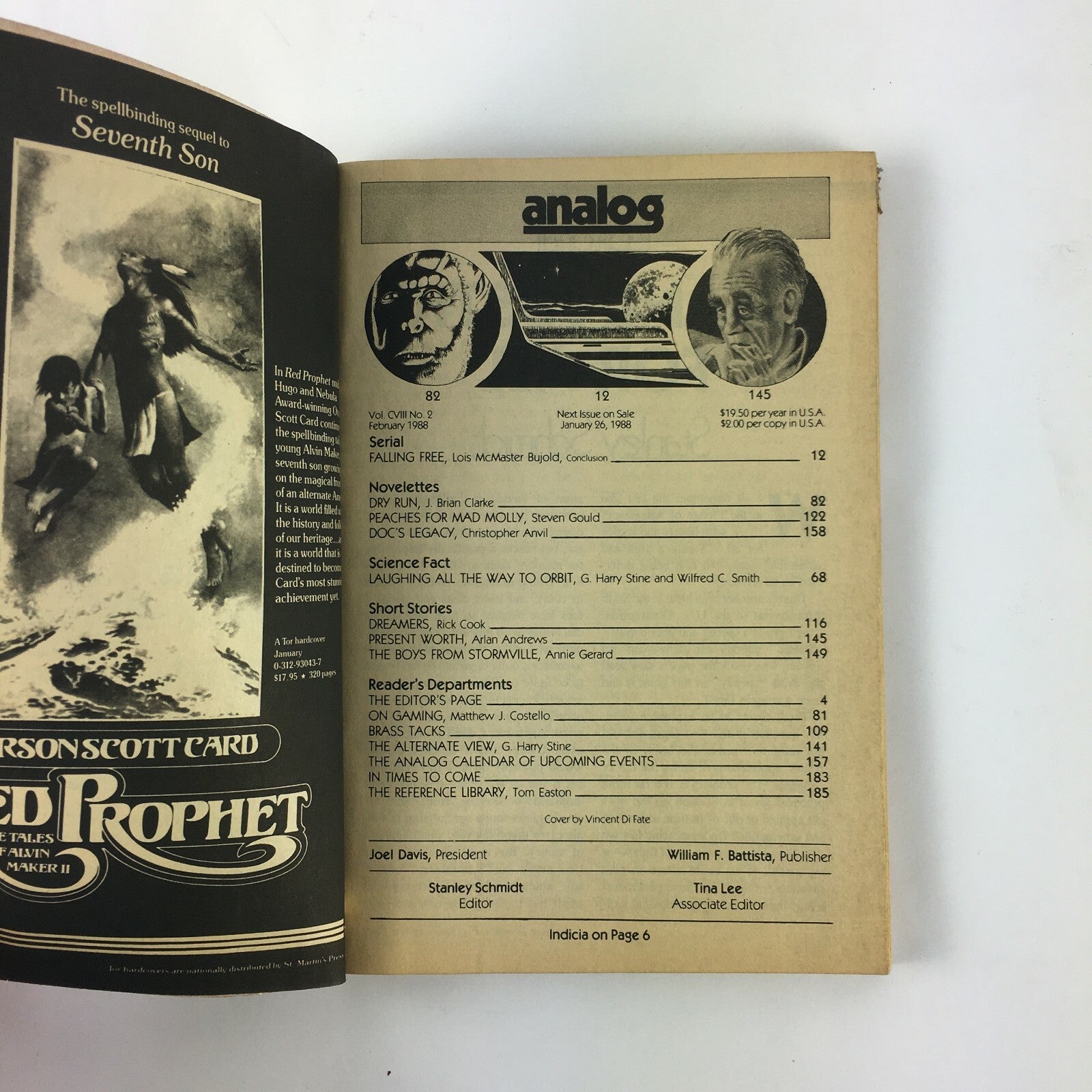 February 1988 Analog Science Fiction Fact Magazine Lois McMaster Bujold J.Brian