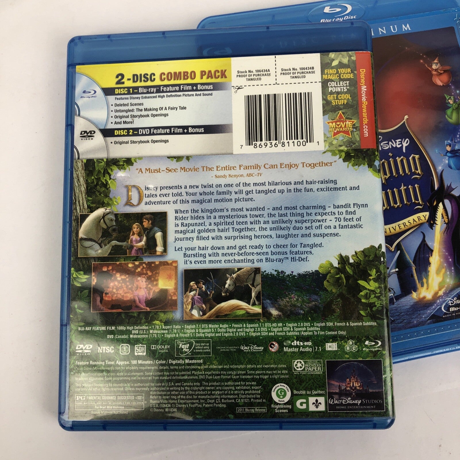 Sleeping Beauty (Blu-ray, 2-Disc Set, Platinum Edition) + Disney Tangled Blu-Ray