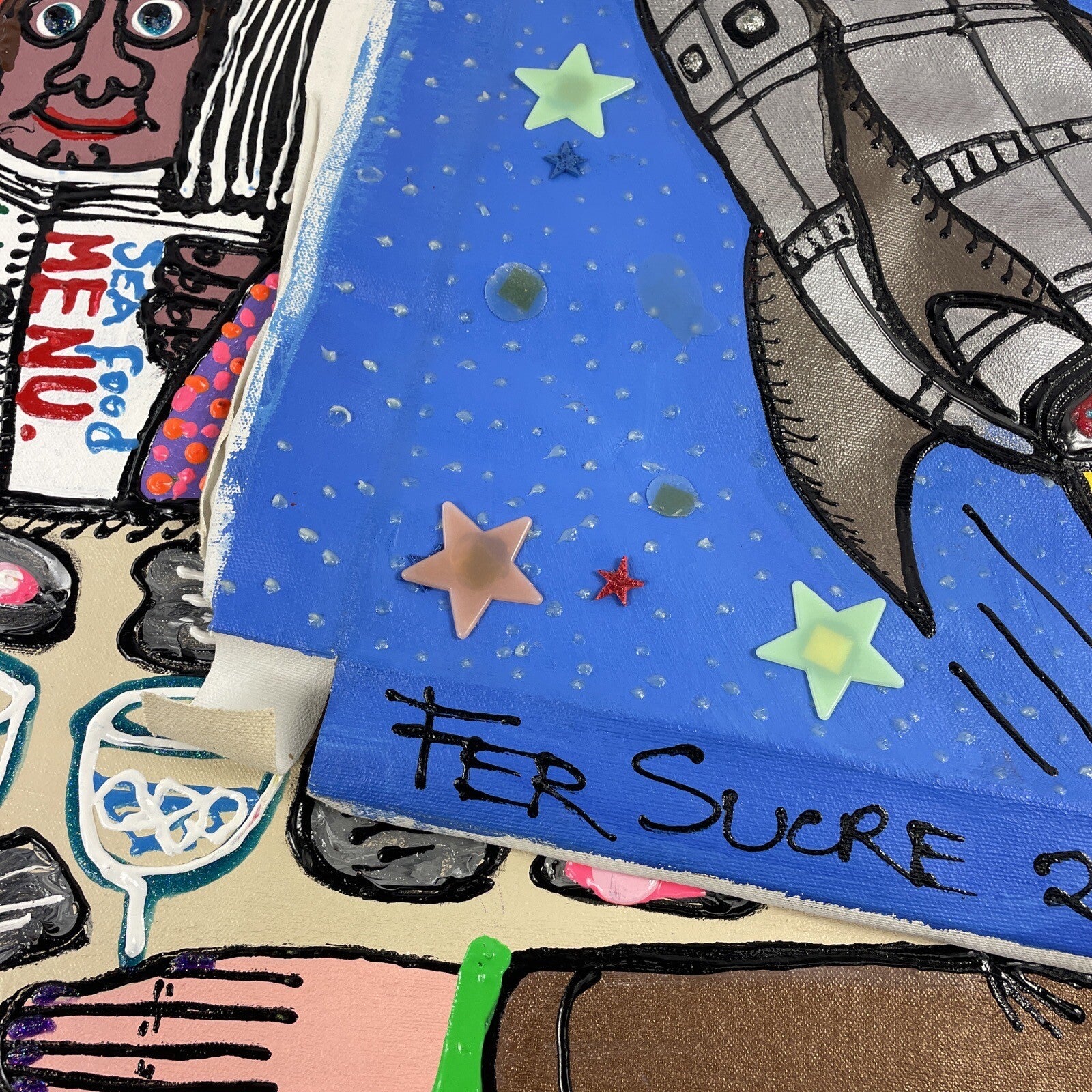 Fernando FER Sucre original oil paintings on canvas with hand-painted skateboard deck set.