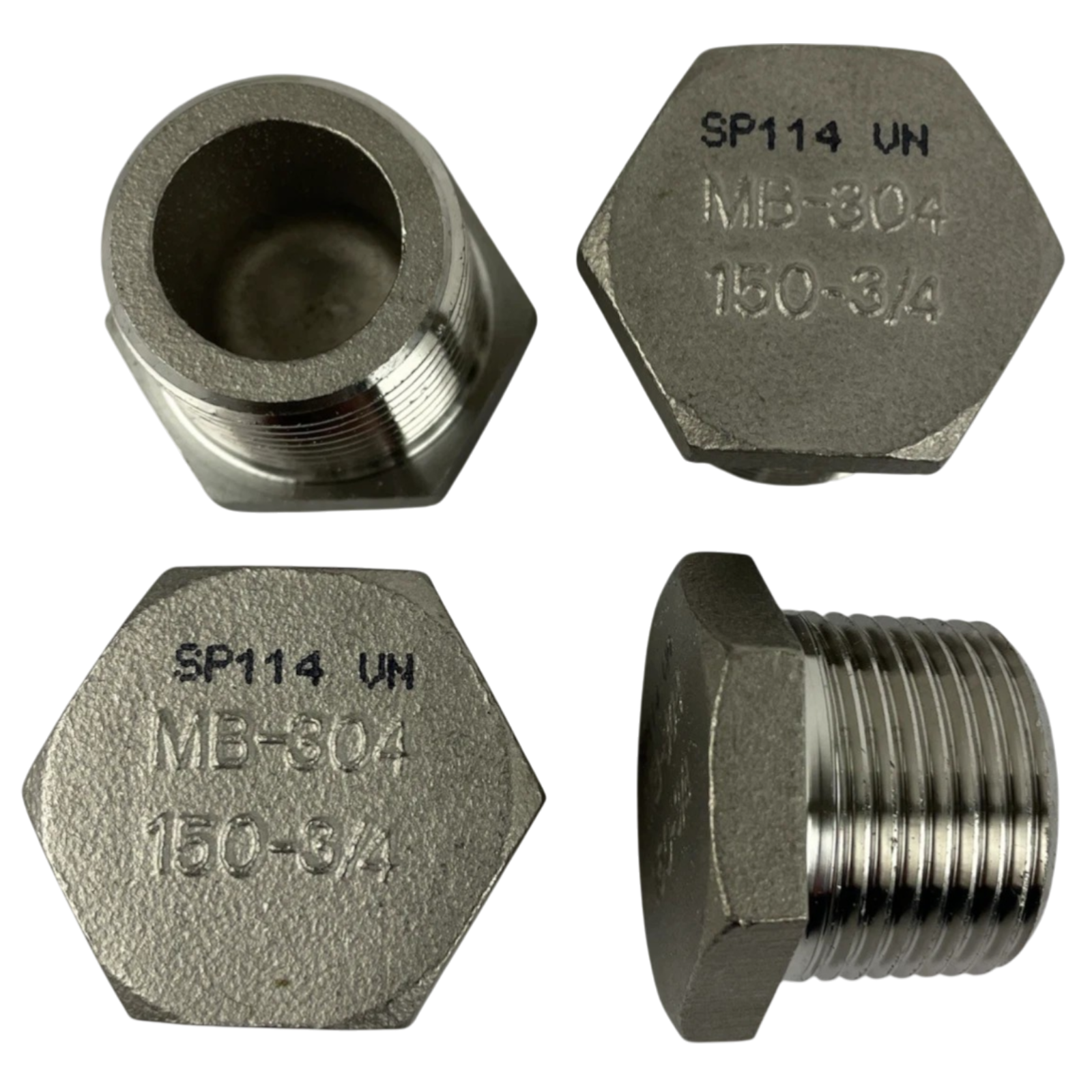 Lot of 4 x 150-3/4 NPT Threaded Hex Head plug MB-304 Stainless Pipe Fittings