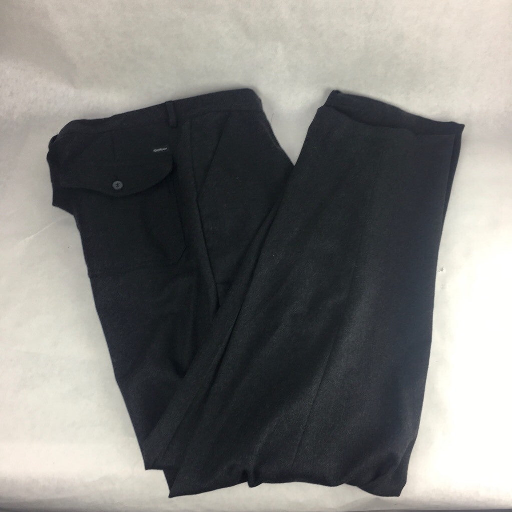Old River Mens Dress Pants Black Flat Front Flap Pockets Virgin Wool US 38 EU 48