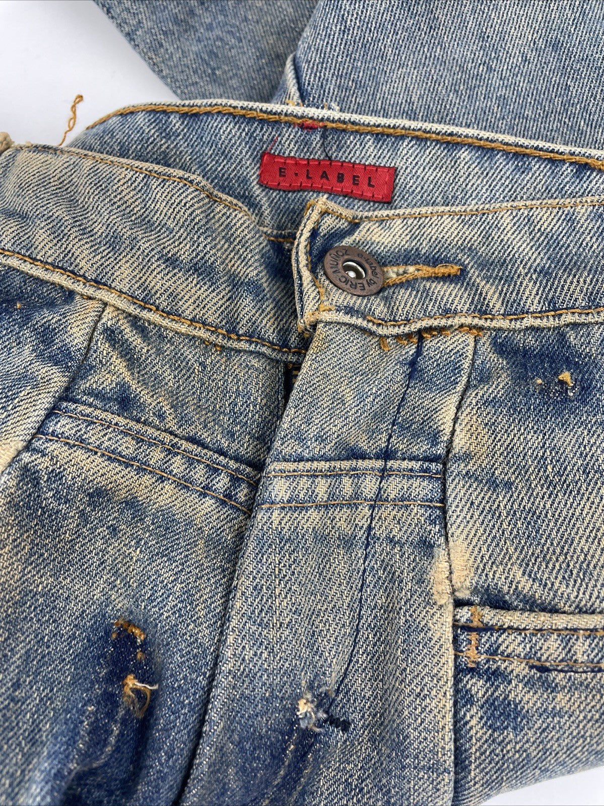 e label x Levis Reconstructed Denim Jeans 26 x 32 low Rise Designer Fashion Wear