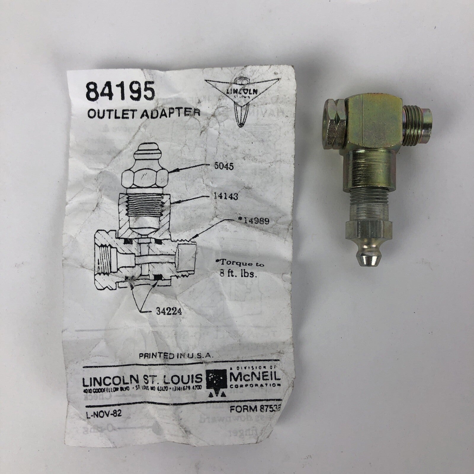 NOS LINCOLN INDUSTRIAL Division 84195 / 84195 Check Assembly Complete - LOOK