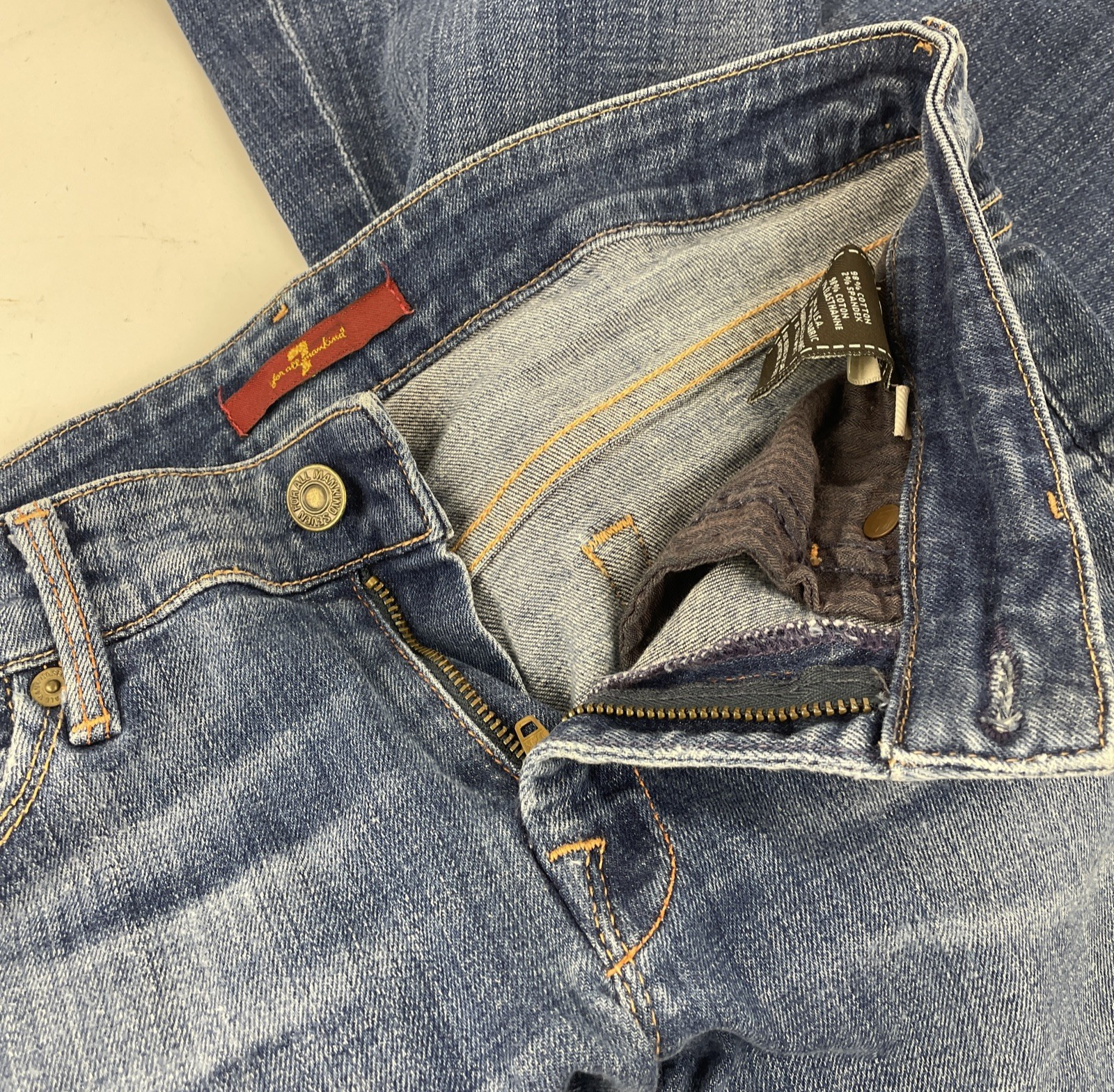 7 for all Mankind Skinny Low Rise Bootcut Jean Women's Sz 27 Light Blue Stretch