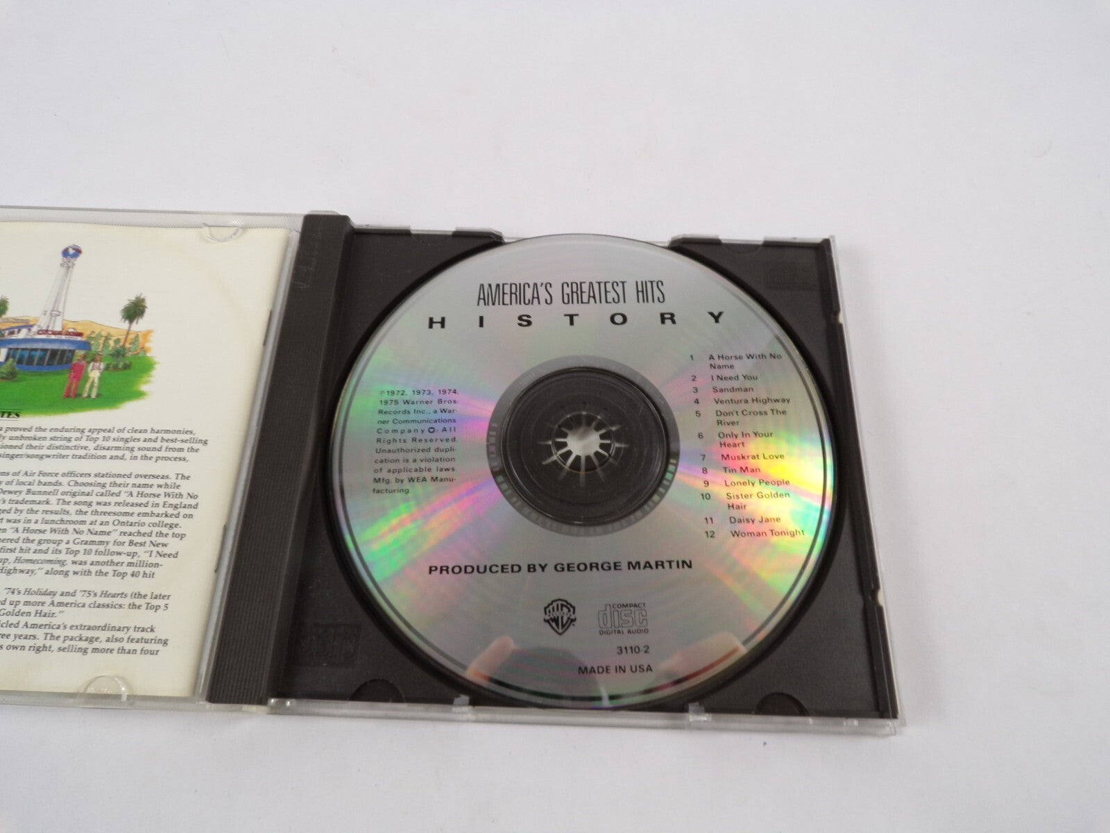 America's Greatest Hits History A Horse With No Name I Need You Sandman CD#45