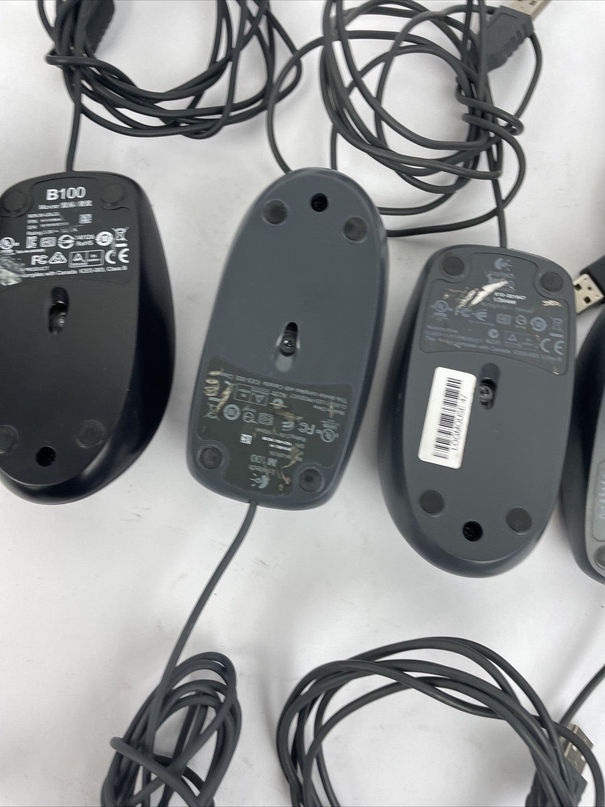 Lot of 11 Logitech Optical Corded Mouse USB 3 Button Computers B100 M100 Assorte