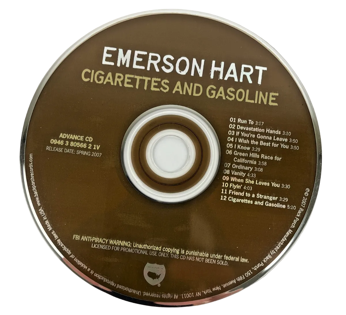 Emerson Hart "Cigarettes And Gasoline Digital Audio CD Backporch Records 2007