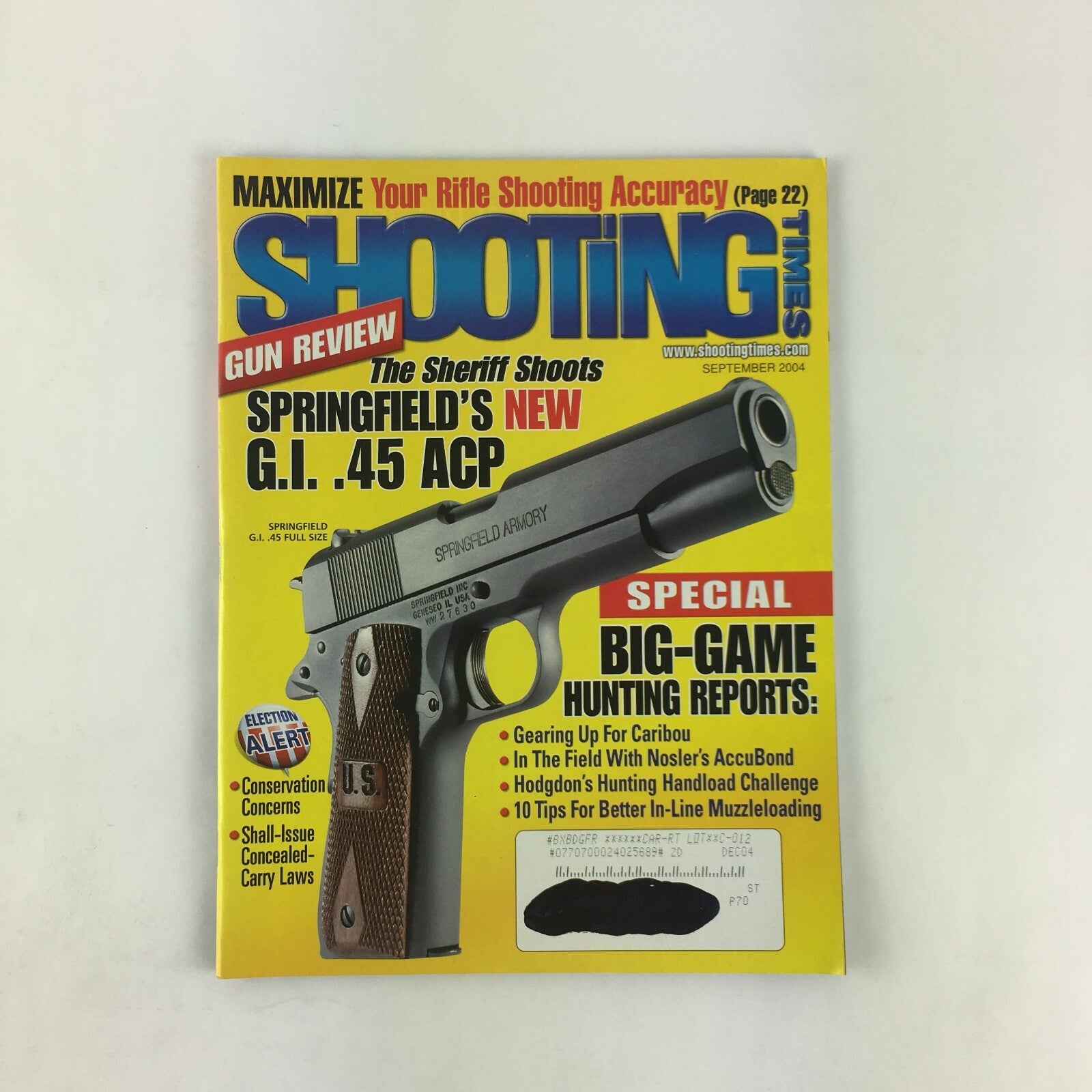 September 2004 Shooting Times Magazine The Sheriff Shoots G.I. .45ACP Big Game