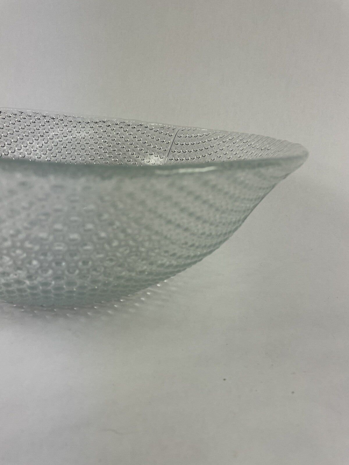 Fenton hobnail ruffled clear glass decorative fruit bowl measuring 12.5 inches.