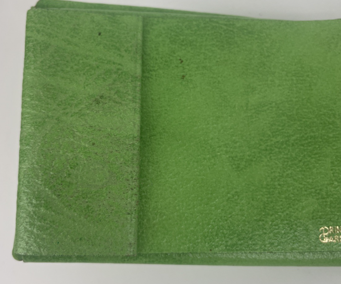 Vintage Princess Gardner Green Leather French Purse Bifold Wallet