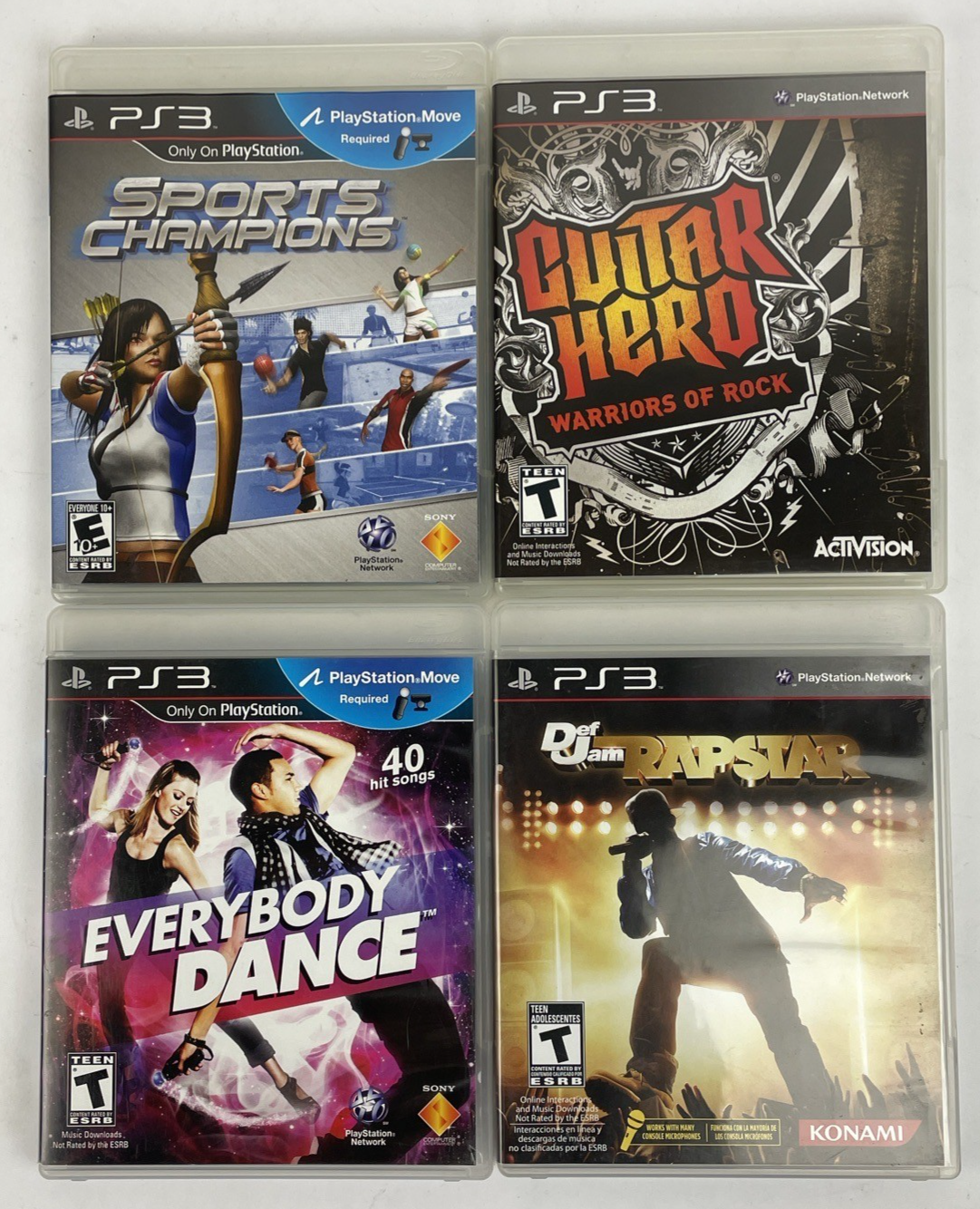 4 x Playstation 3 PS3 Guitar Hero W.O.R - Def Jam RAPSTAR - Everybody Dance - SC