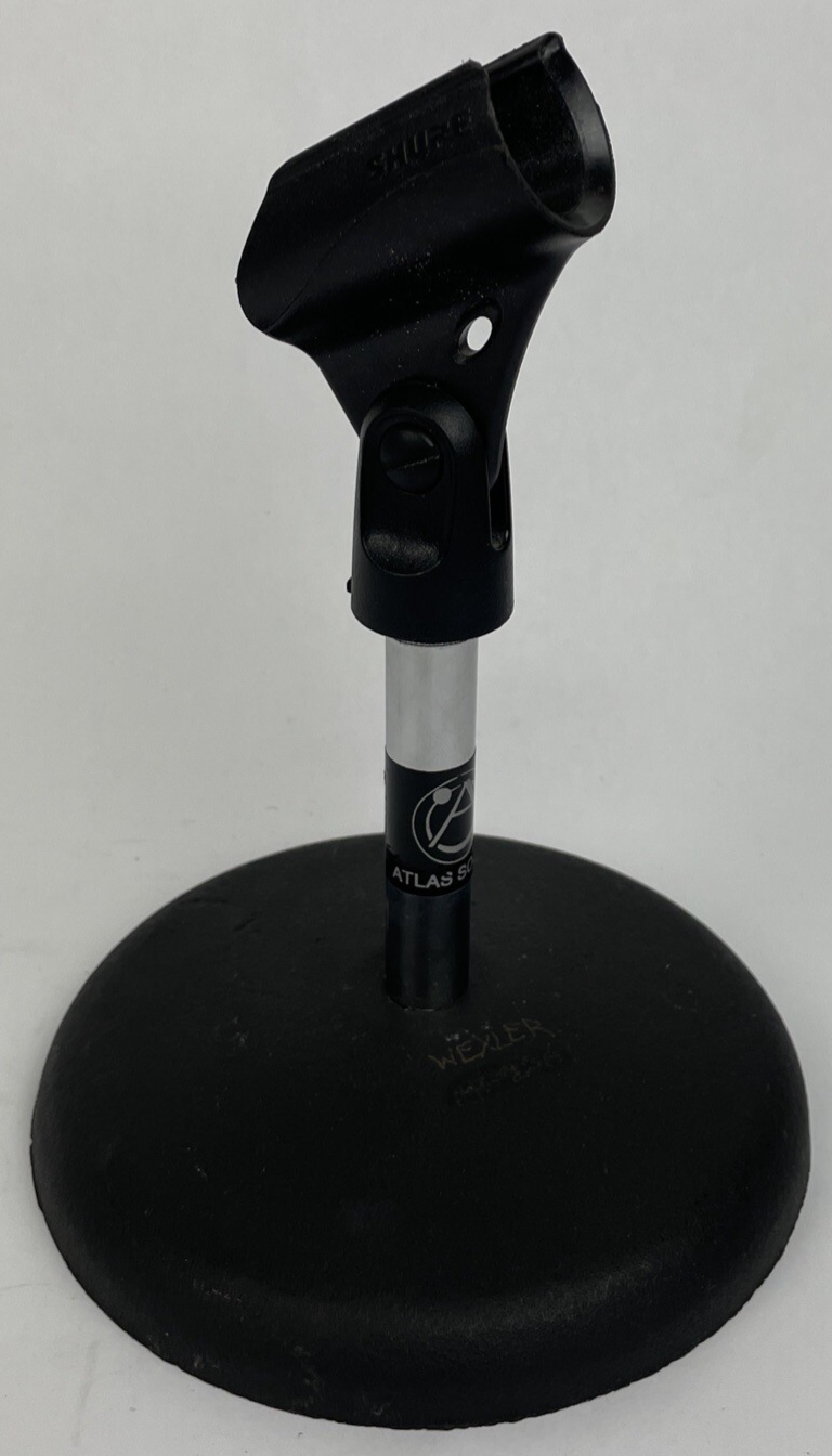 Vintage OEM Atlas DS-5 Microphone desk stand D7-5 DS-10 w Shure Mic Clip      2
