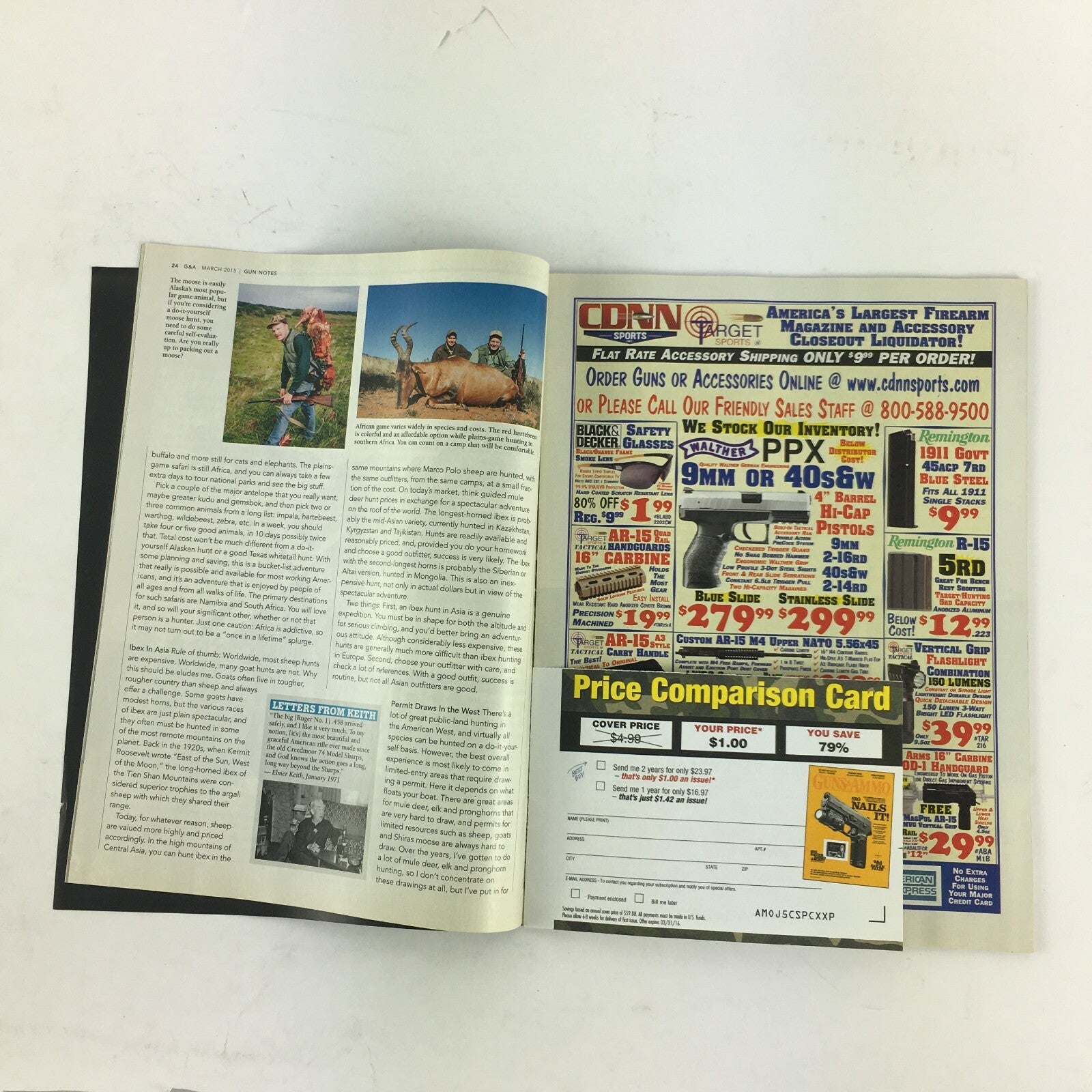 March 2015 Guns & Ammo Magazine Italian 828U Ruger Redhawk .300 Blackout