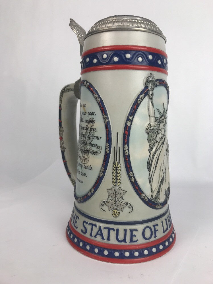 Stroh Brewery Statue Of Liberty Stein Ellis Island   Excellent Cond.  Seramarte