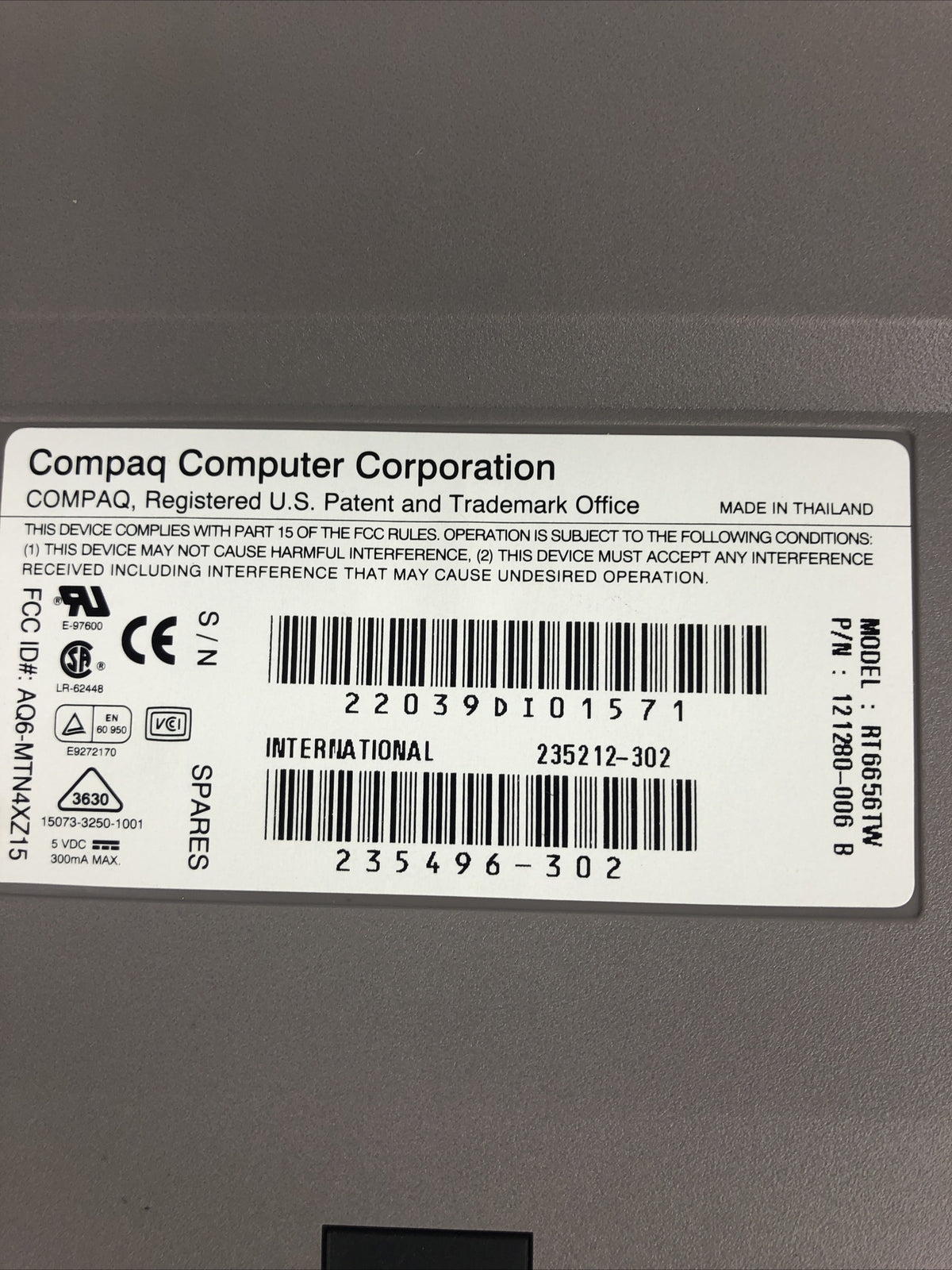 Vintage Compaq Computer Keyboard Mini 6 Pin RT6656TW Wired Computer Keyboard NEW