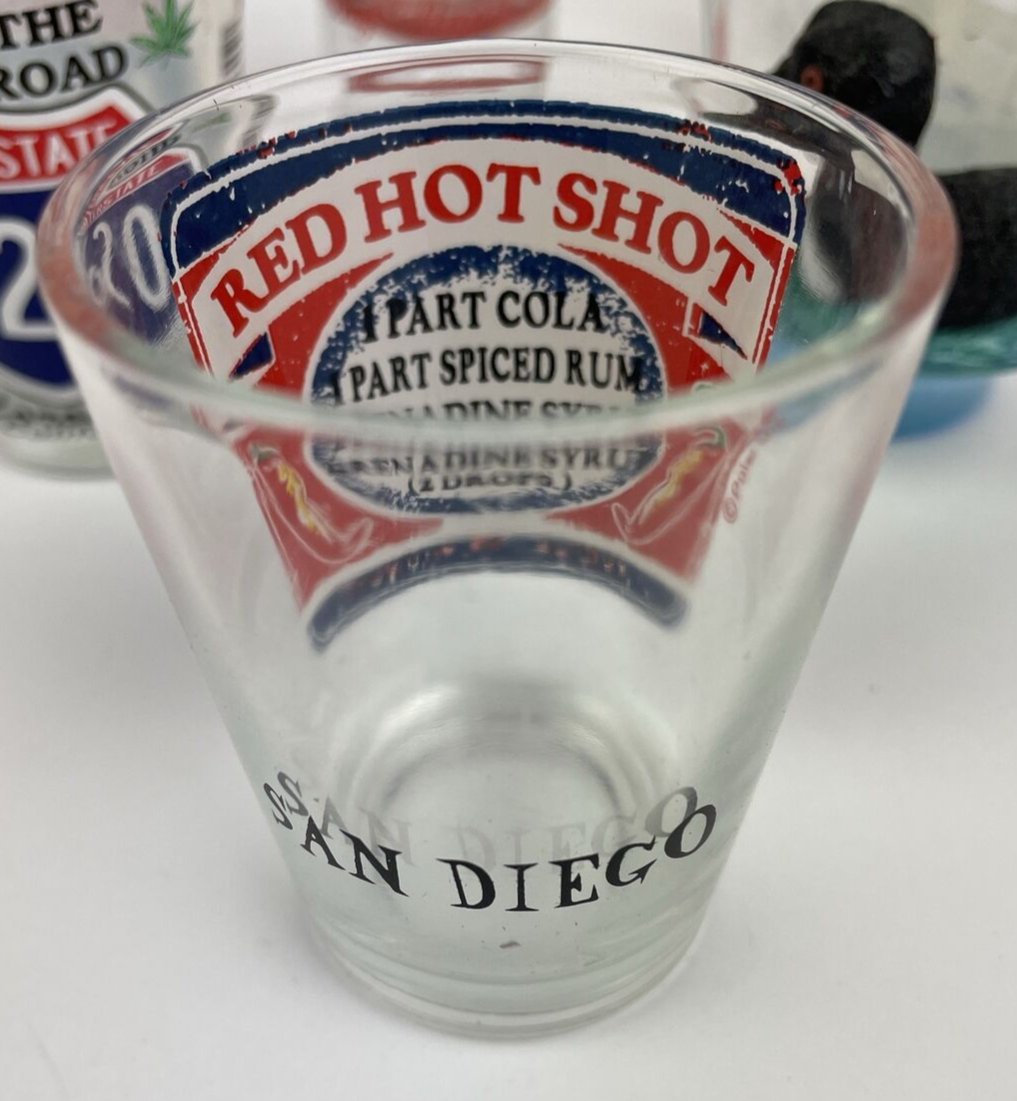 Lot of 11 Vintage Collectible Shot Glasses U.S. INT. Souvenir Toothpick Holder