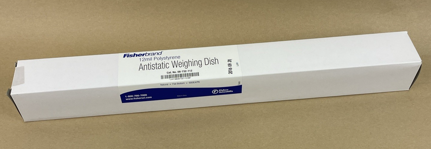 500 x Fisher Brand Antistatic Weighing Dish 12mm Polystyrene Dishes 08-732-112