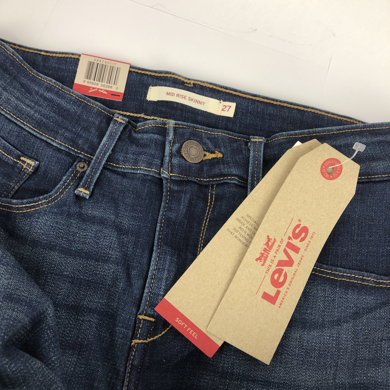 Women's Levis Mid Rise Skinny Jeans 585750117 Blue Sz 4 Medium 4 Short W27 L30