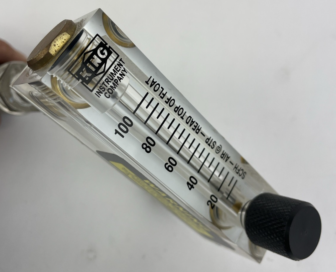 King Instrument 75301112C13 Acrylic Tube Flowmeter w/ Valve 0-100SCFM, 1/4" A1