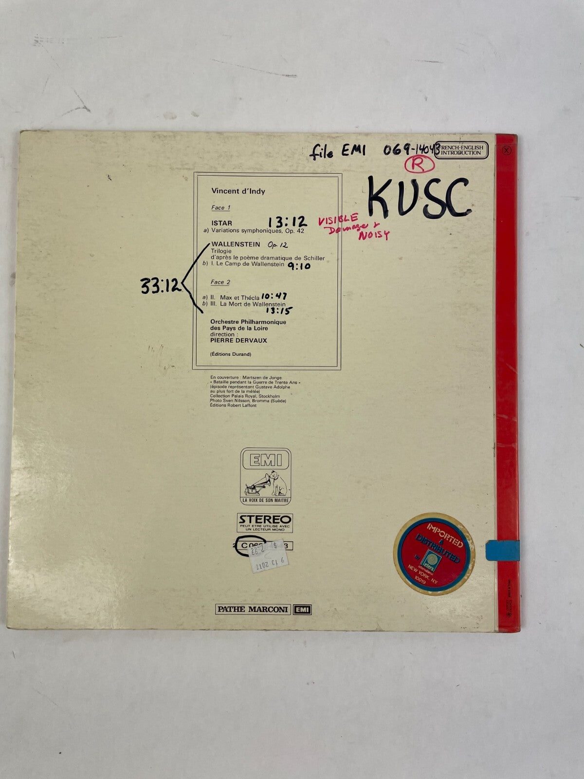 Dindy Wallestein Kusc Variations Symphoniques Wallenstein Trilogie Vinyl Record