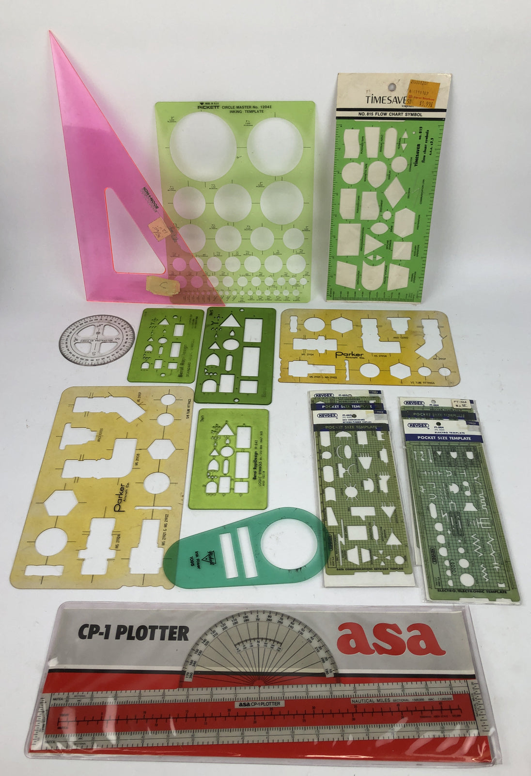 LOT (15) KEYDEX Parker Pickett ASA Berol ELECTRIC CONTROL SYMBOLS & TEMPLATES 