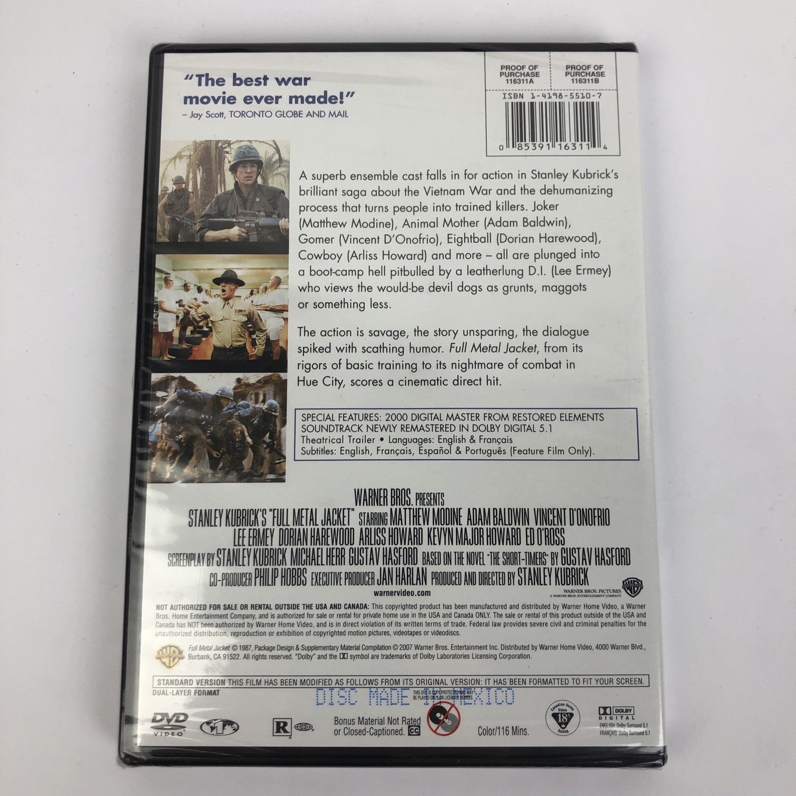 Full Metal Jacket (DVD, 2001, Stanley Kubrick Collection Remastered) NEW SEALED