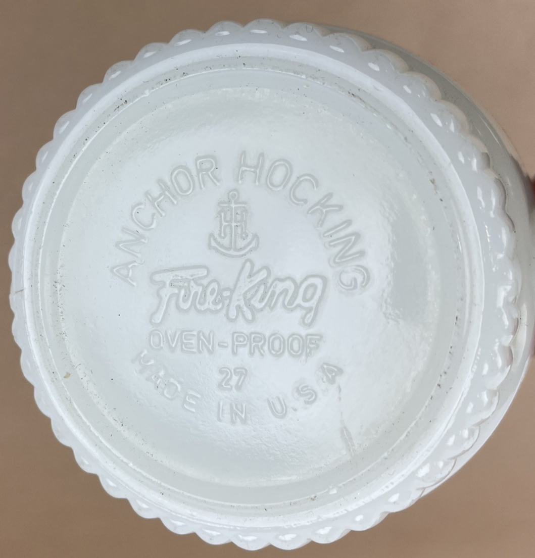 Anchor Hocking Fire-King Milk Glass D-Handle Oven Proof 27 Mug Made In USA