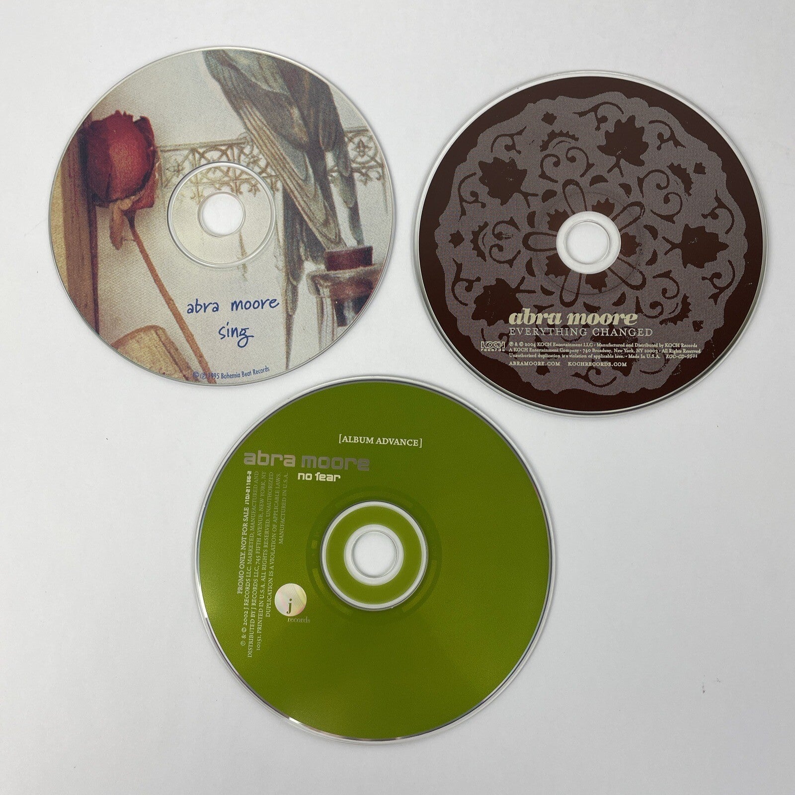 3 x ABRA MOORE Audio Cds - Sing, 1995 - No Fear, 2002 - Everything Changed, 2004