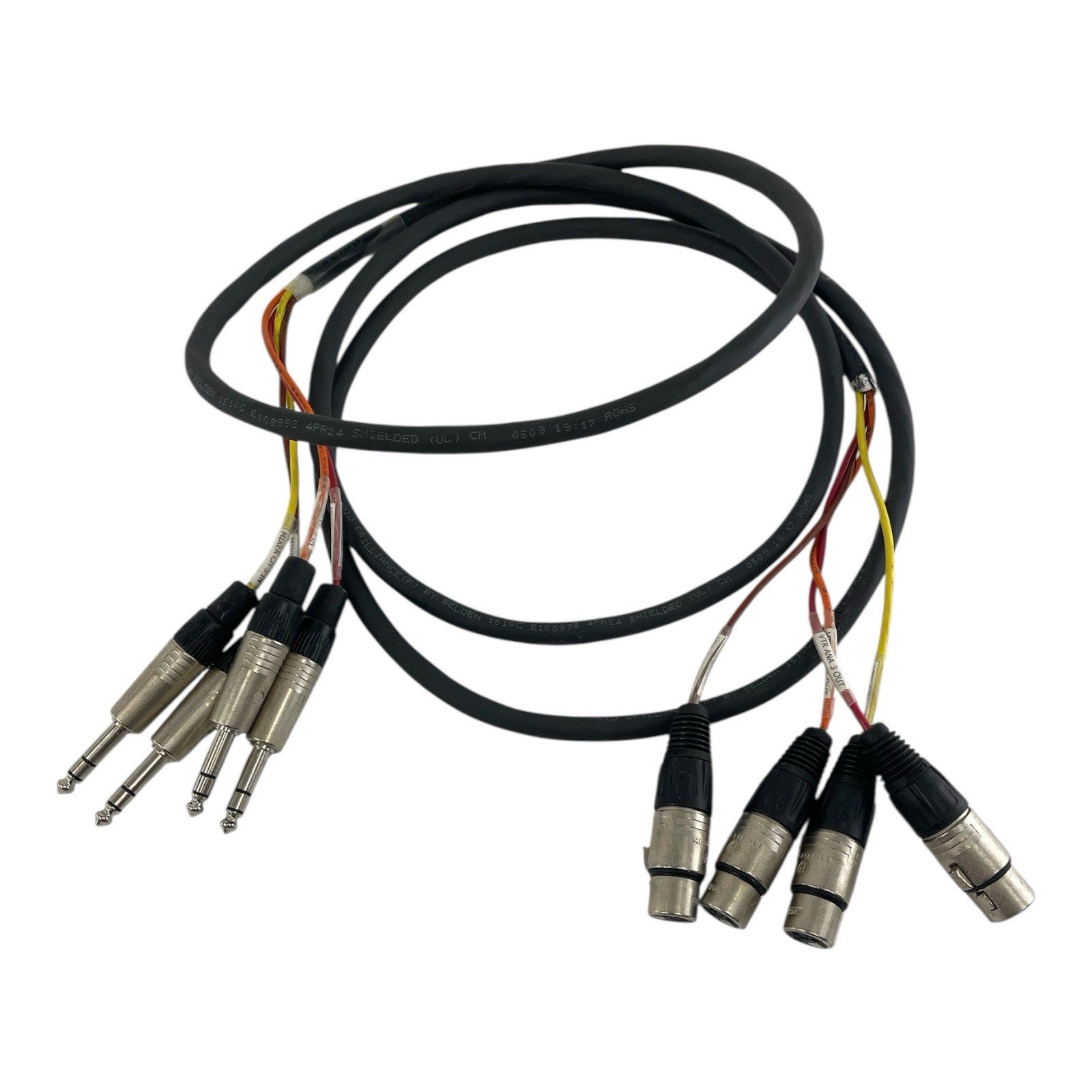 Belden 4 Channel Male 1/4" Phone to 3-Pin Neutrik XLR Female Snake Cable 9'