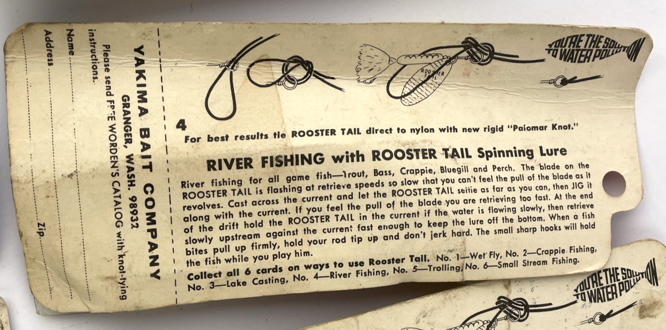 4 x Vintage Discontinued Wordens Yakima SUPER ROOSTER TAIL SPINNER Bait 1/4 oz.