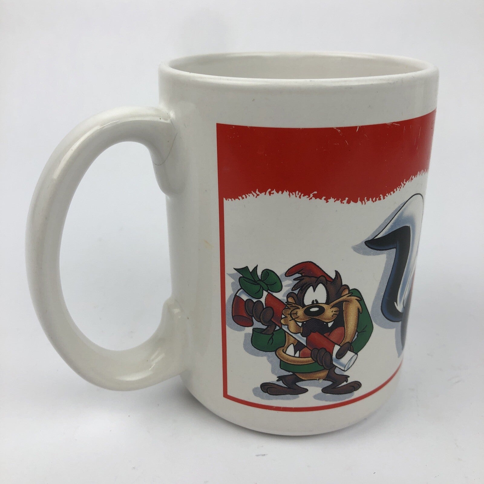 Loony Tunes Christmas Character Coffee Mug Cup Taz Pepe Bugs Daffy Marvin RARE