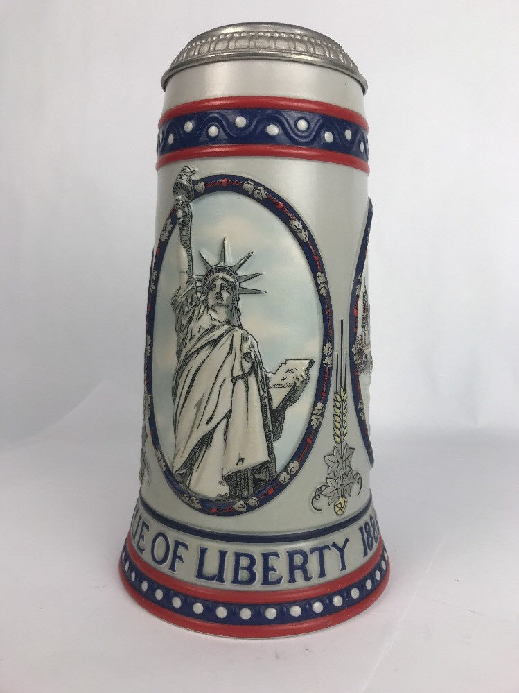 Stroh Brewery Statue Of Liberty Stein Ellis Island   Excellent Cond.  Seramarte