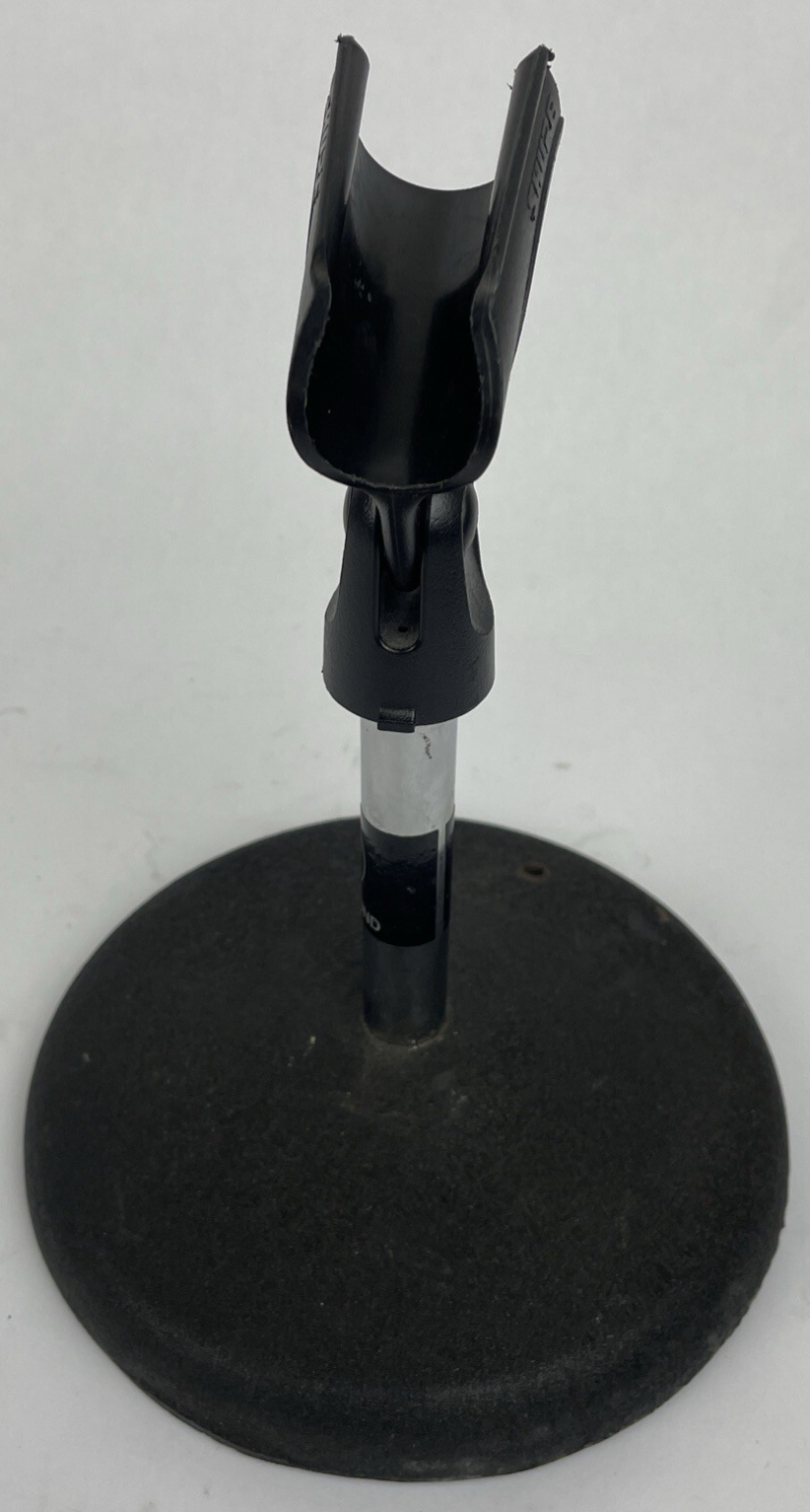 Vintage OEM Atlas DS-5 Microphone desk stand D7-5 DS-10 w Shure Mic Clip      3