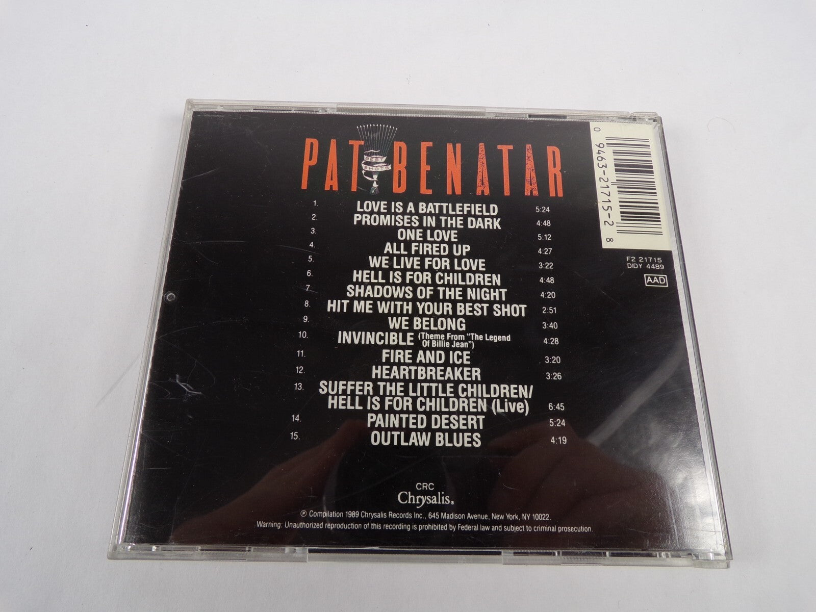 Pat Benatar Best Shots Love Is A Battlefifeld One Love Fire And Ice CD#60