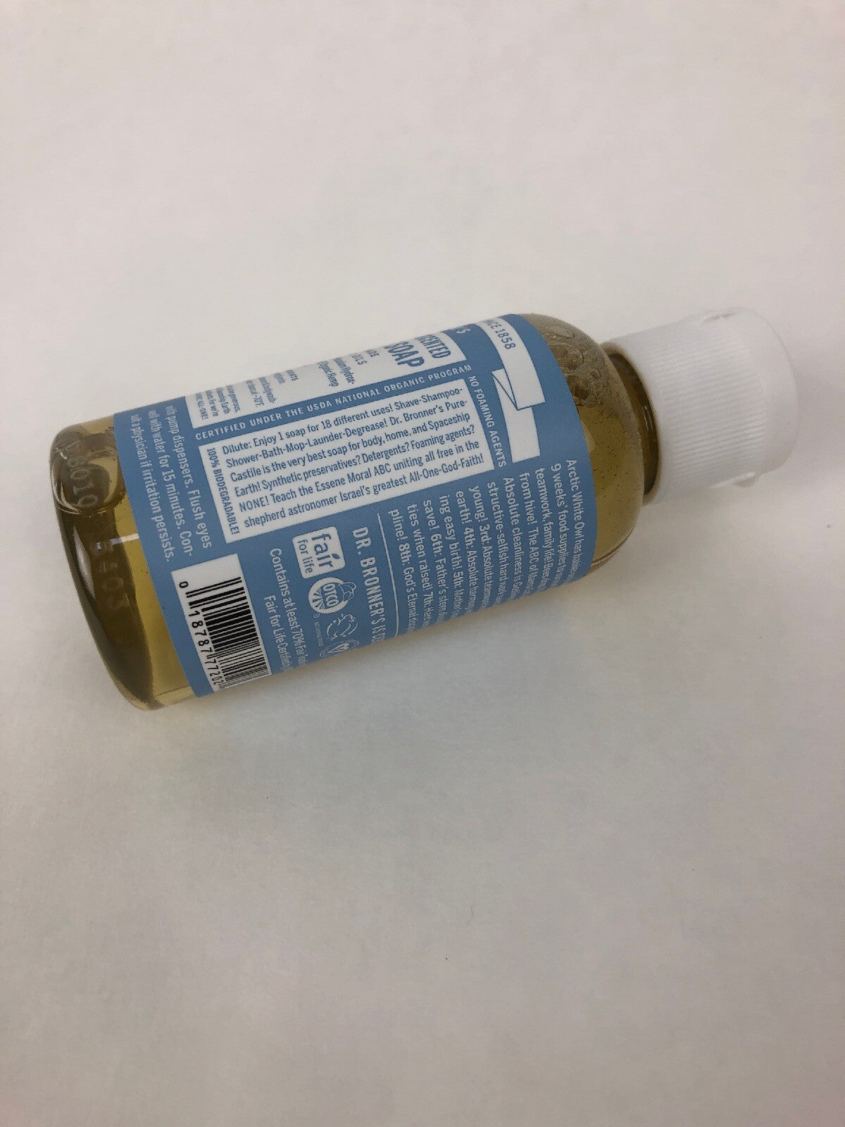 Dr Bronner's Pure Castile Soap 2oz Baby Mild Concentrated Organic Fair Trade