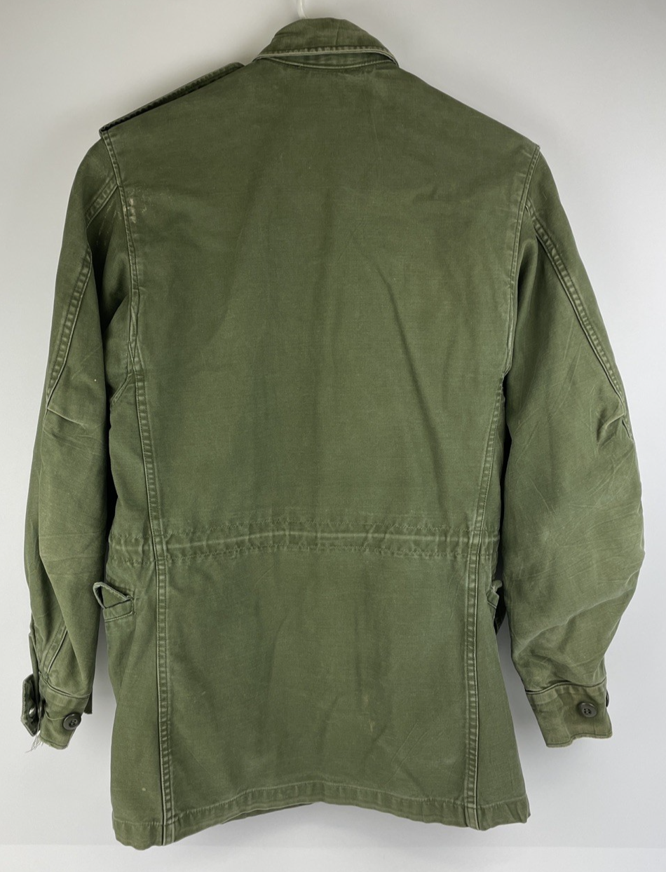 Vintage US Army Coat Mens XS Olive Green Field Jacket WR Sateen OG107 Military