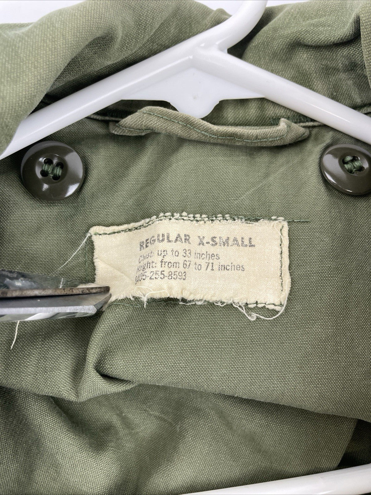 Vintage US Army Coat Mens XS Olive Green Field Jacket WR Sateen OG107 Military