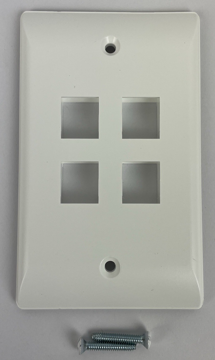 2 x CommScope Faceplate Single Gang 4 Port 1-2111024-3 Alpine White Wallplate