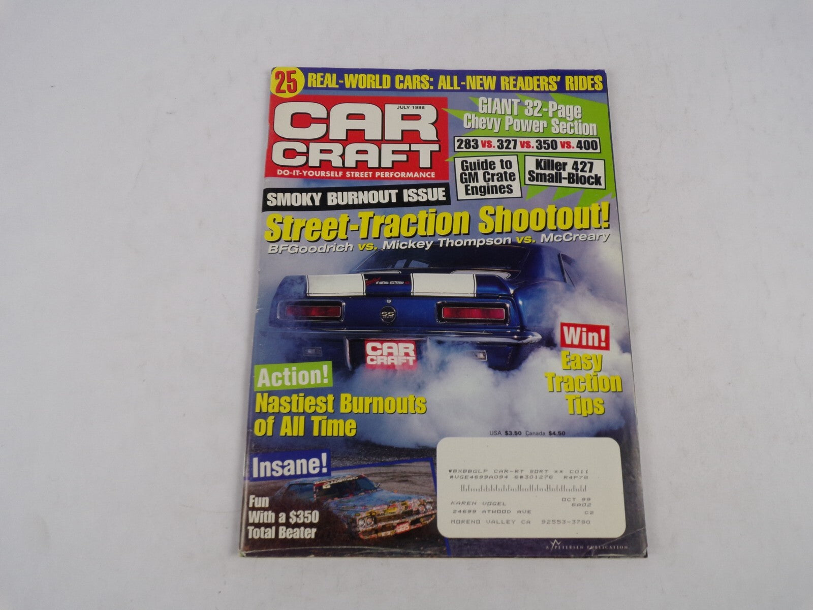 July 1998 Car Craft Smoky Burnout Issue Street Traction Shootout