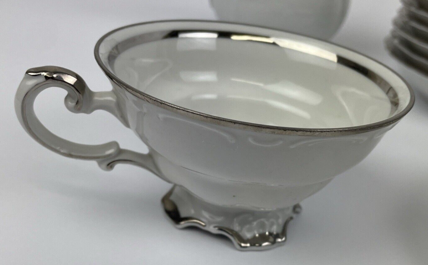Lot 16 x  Mitterteich Z & Co. Bavaria Silver Lark Bowls Plates Tea Cup Elegance