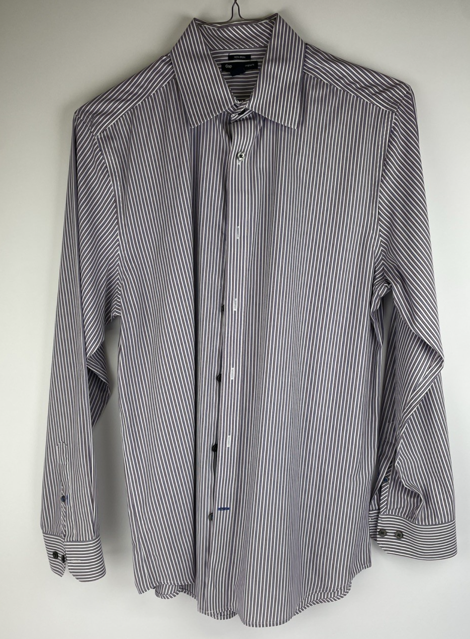 GAP Original Fit - Pink Purple Vertical Stripes SZ M 15 - 15 1/2 Button Shirt
