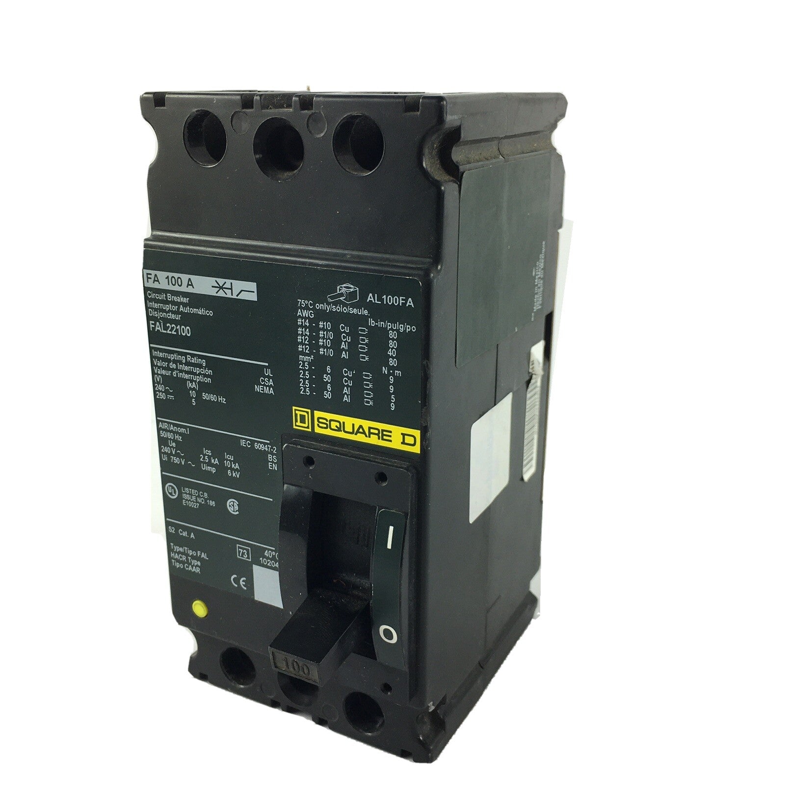 Square D FAL22100 2 Pole Circuit Breaker
