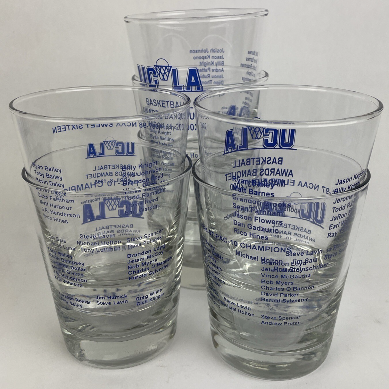 7 x UCLA Bruins Basketball Awards Banquet Highball Glass 96 97 98 99 00 01 02