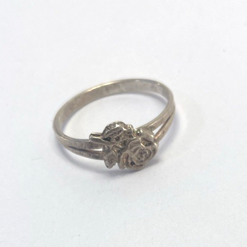 Dainty Native American Minimalist Wild Rose 925 Sterling Silver Ring Size 4.25