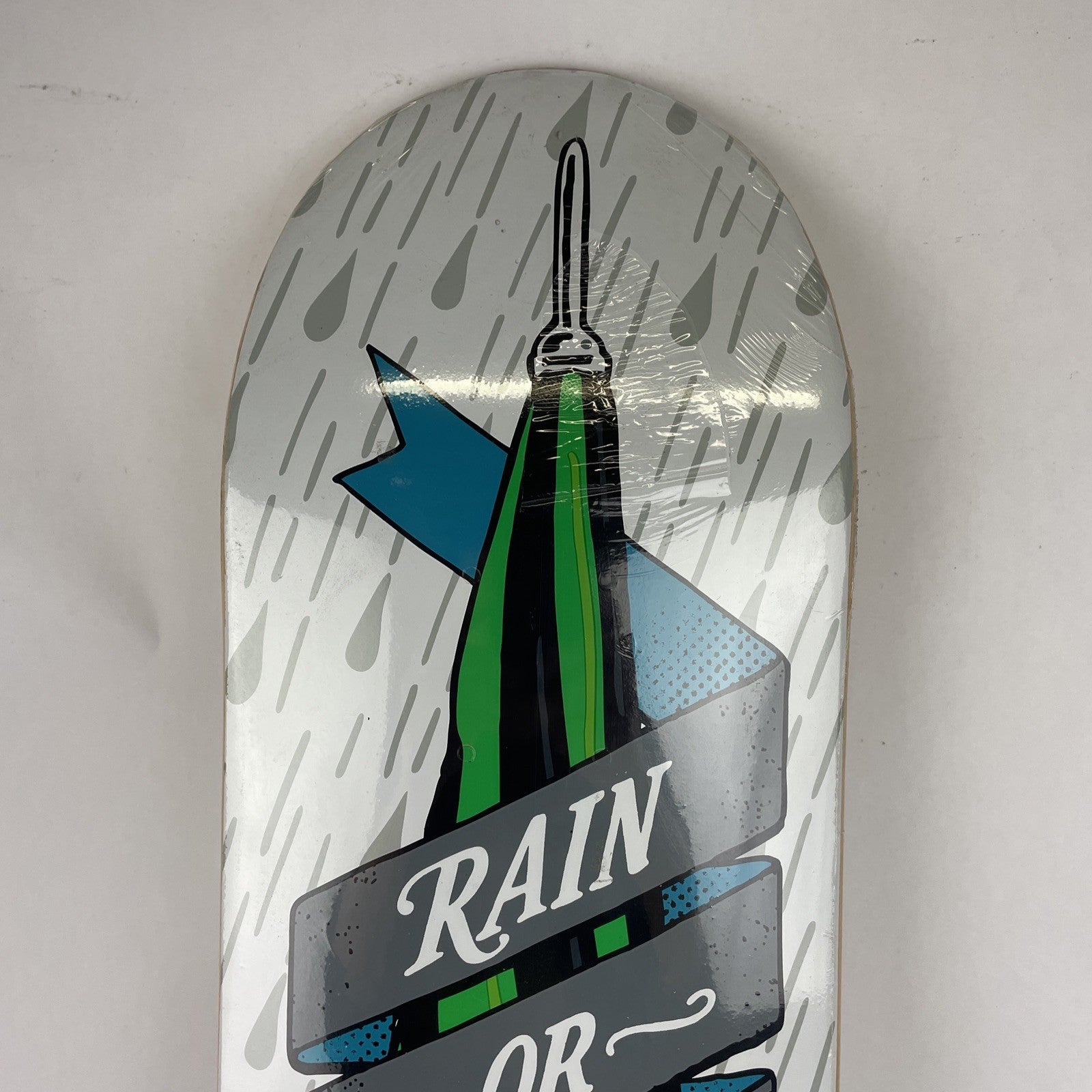 Blueprint Skateboards White Rain or Shine Umbrella Skateboard Deck 7.6" x 31"