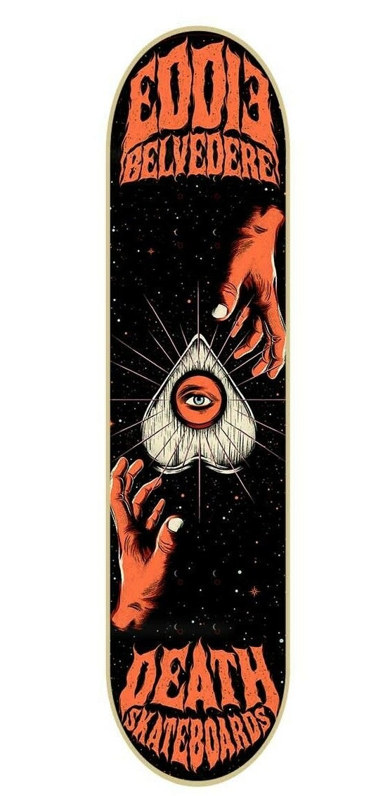 Death Skateboards Eddie Belvedere Psychic 8.5-inch skateboard deck with grip tape and free shipping.