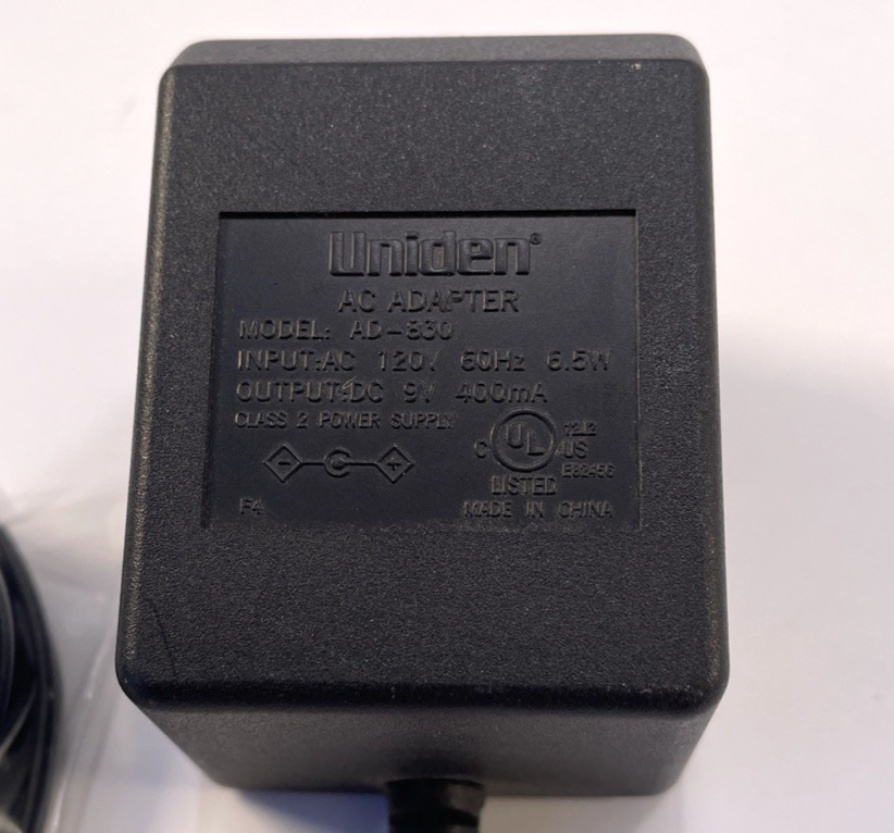 Geniune Uniden Model AD-830 Output 9V 0.40A AC Power Supply Adapter #A00