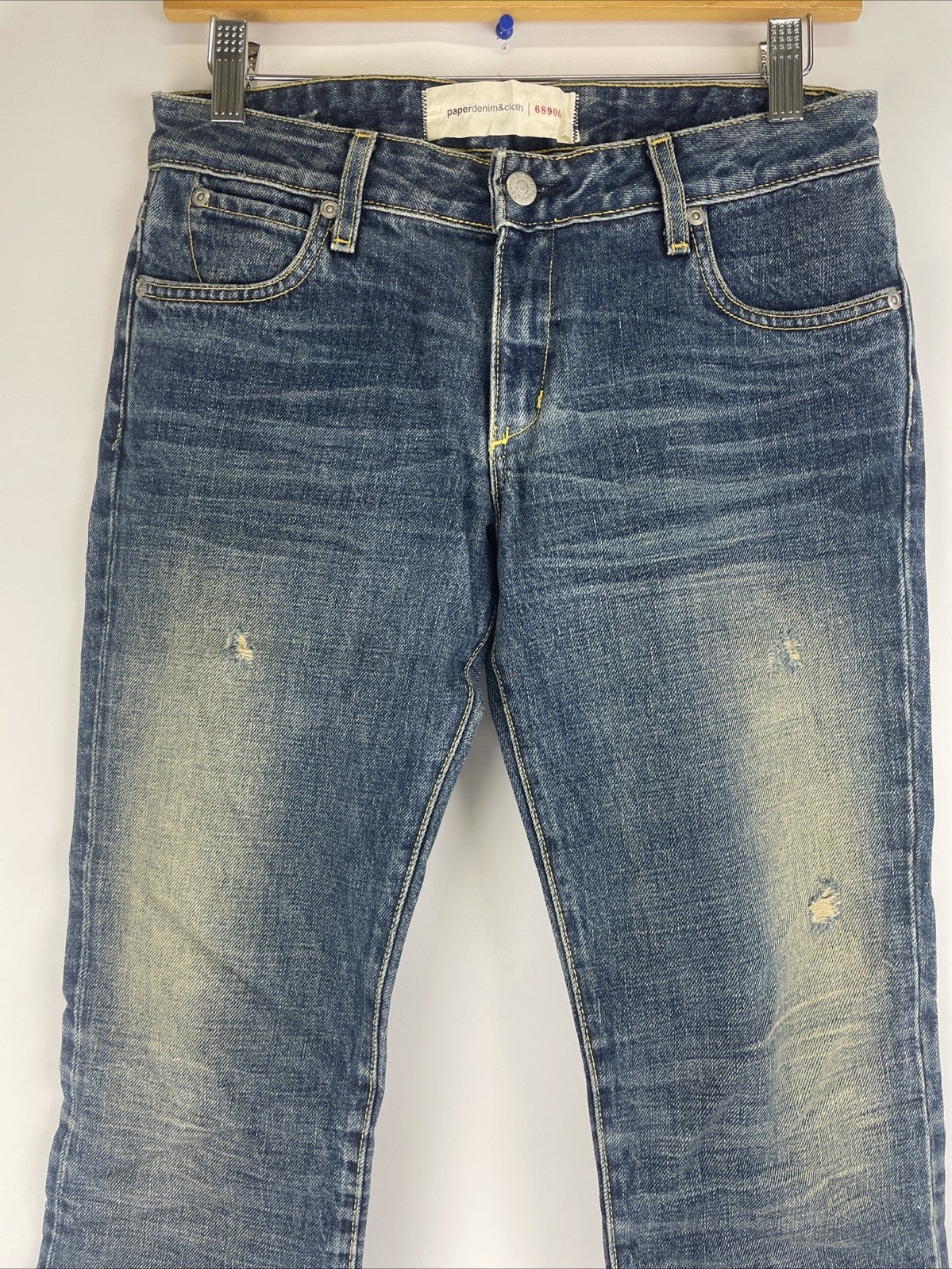 Paper Denim & Cloth 68900 Med Wash Women's Denim Jeans Sz 25 Y2K Distressed Worn