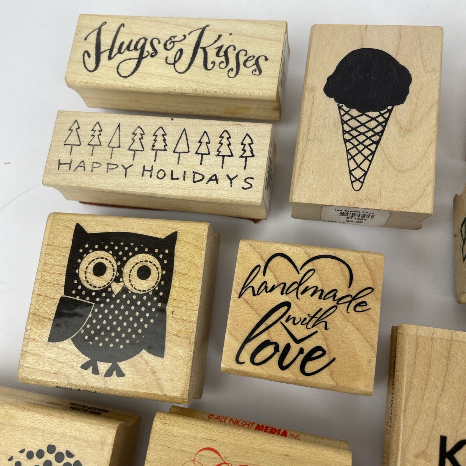 Huge Rubber Stamp Lot 30 SANTA Flowers Coffee Words Scrapbook Paper New Used