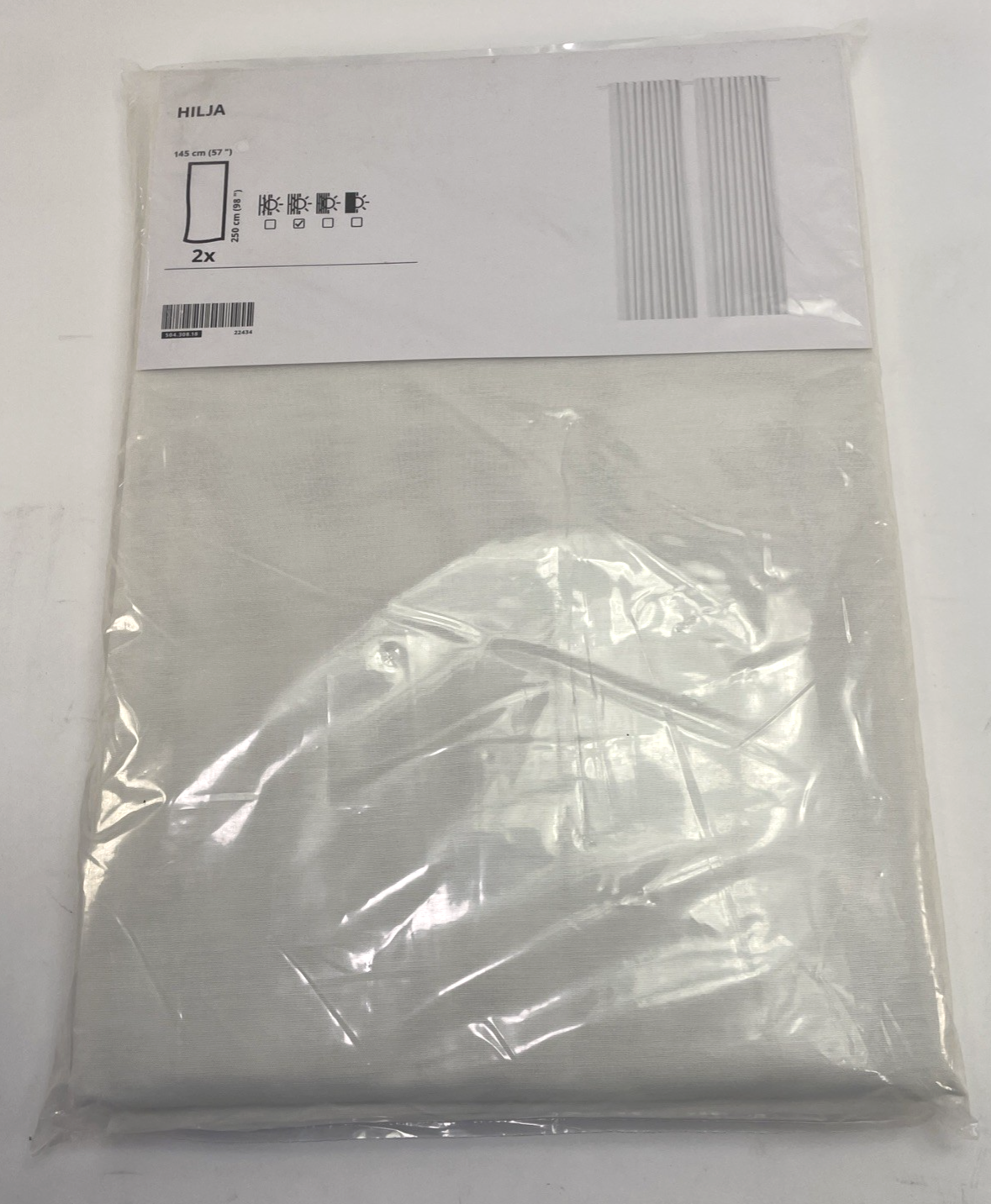 Ikea. HILJA White Curtains 1 Pair ( Two Panels ) 57" x  118"  - 504.308.18. NEW.